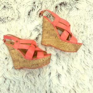 Coral and cork wedges